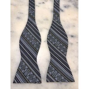 BDG Wool Silk Blend Geometric Woven Adjustable Self Tie Bow Tie